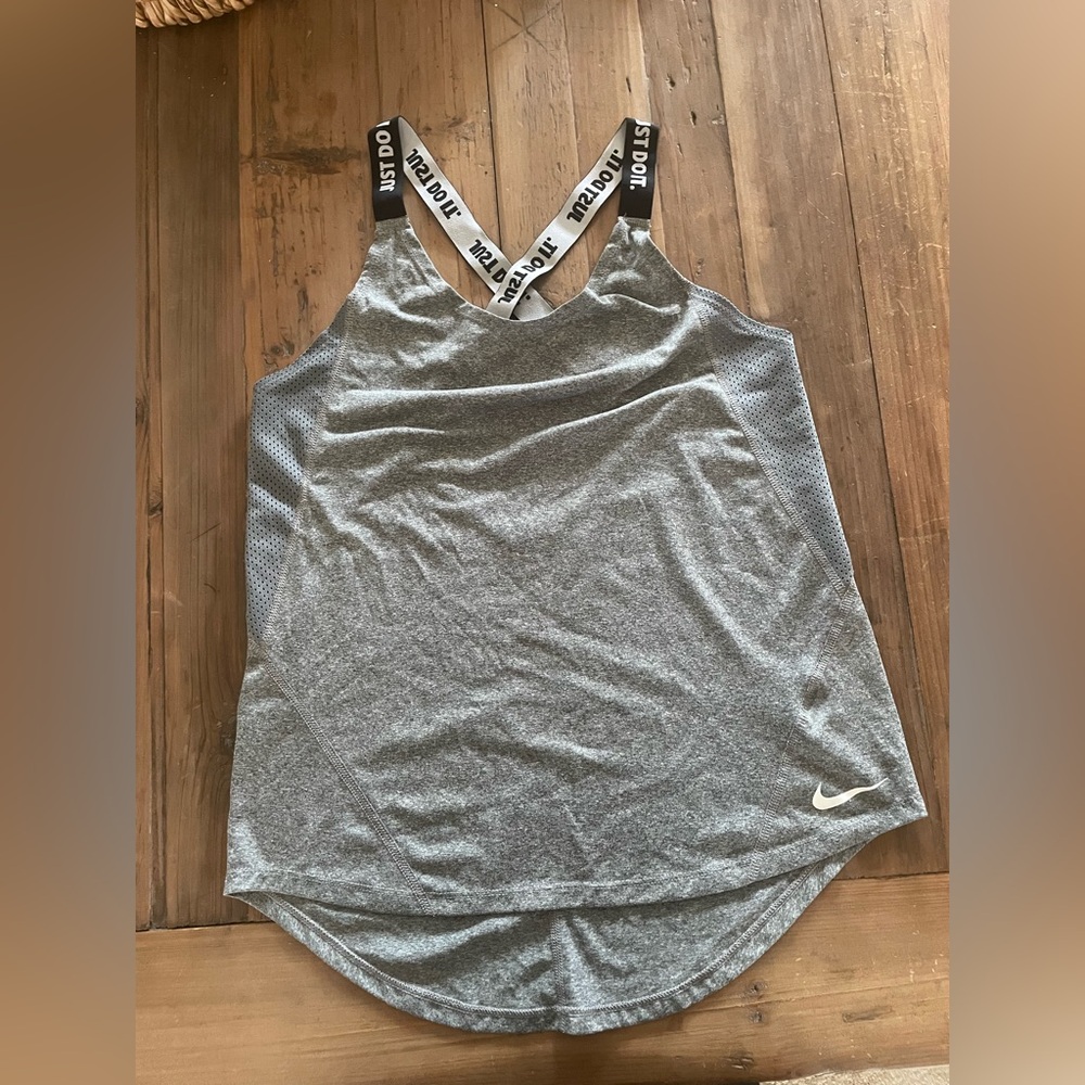 Nike Gray Tank Top with Scoop Neck and X-Back